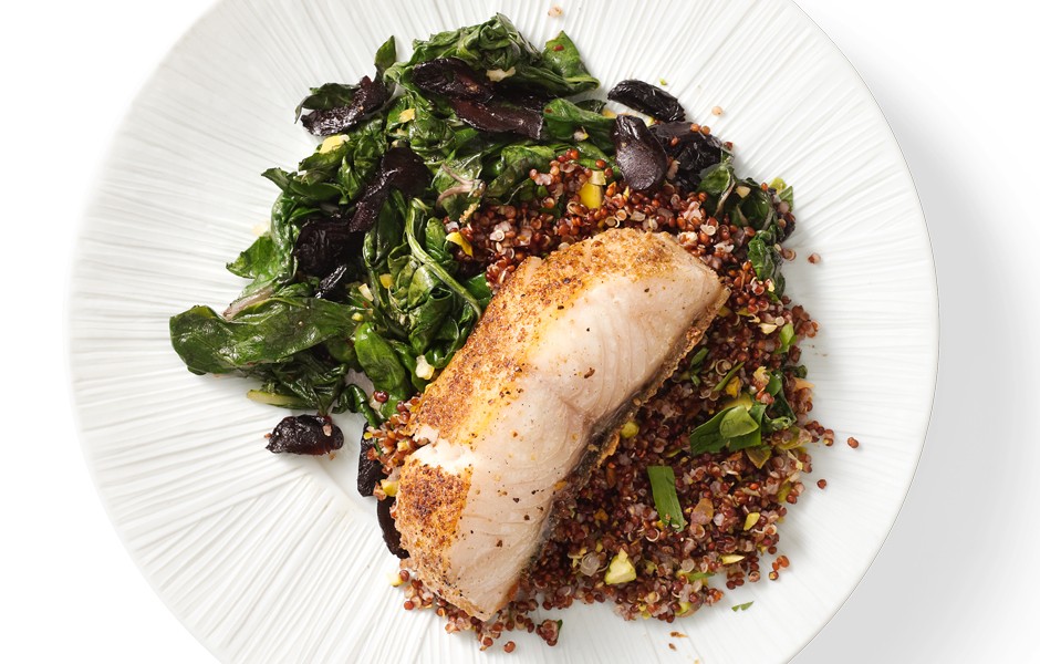 Bon Appetit's recipe fo Black Cod with swiss chard, olives and lemon