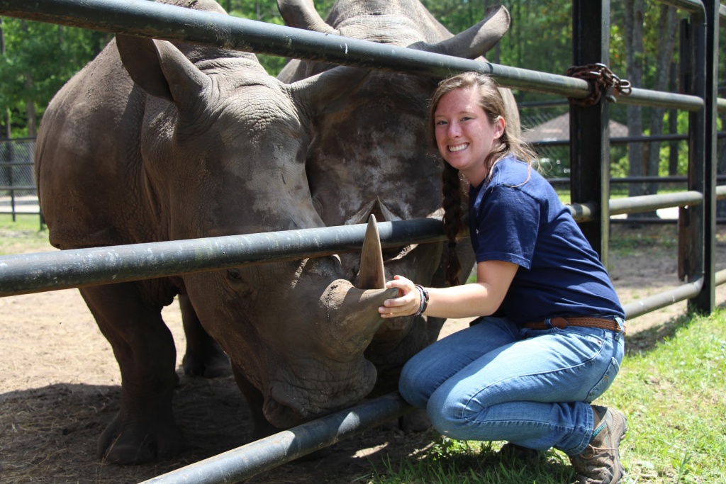 Jenn showing off the white rhinos. 