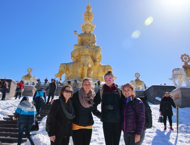 At the Golden Summit with Samantabhadra statue