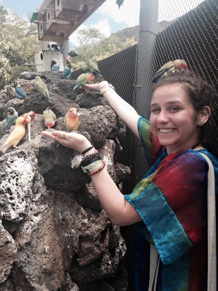 Feeding birds at Sea Life Park in Oahu, HI 